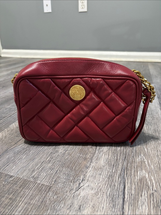 Vince Camuto Handbags - Vince Camuto Quilted Red Leather Crossbody with Gold Medallion